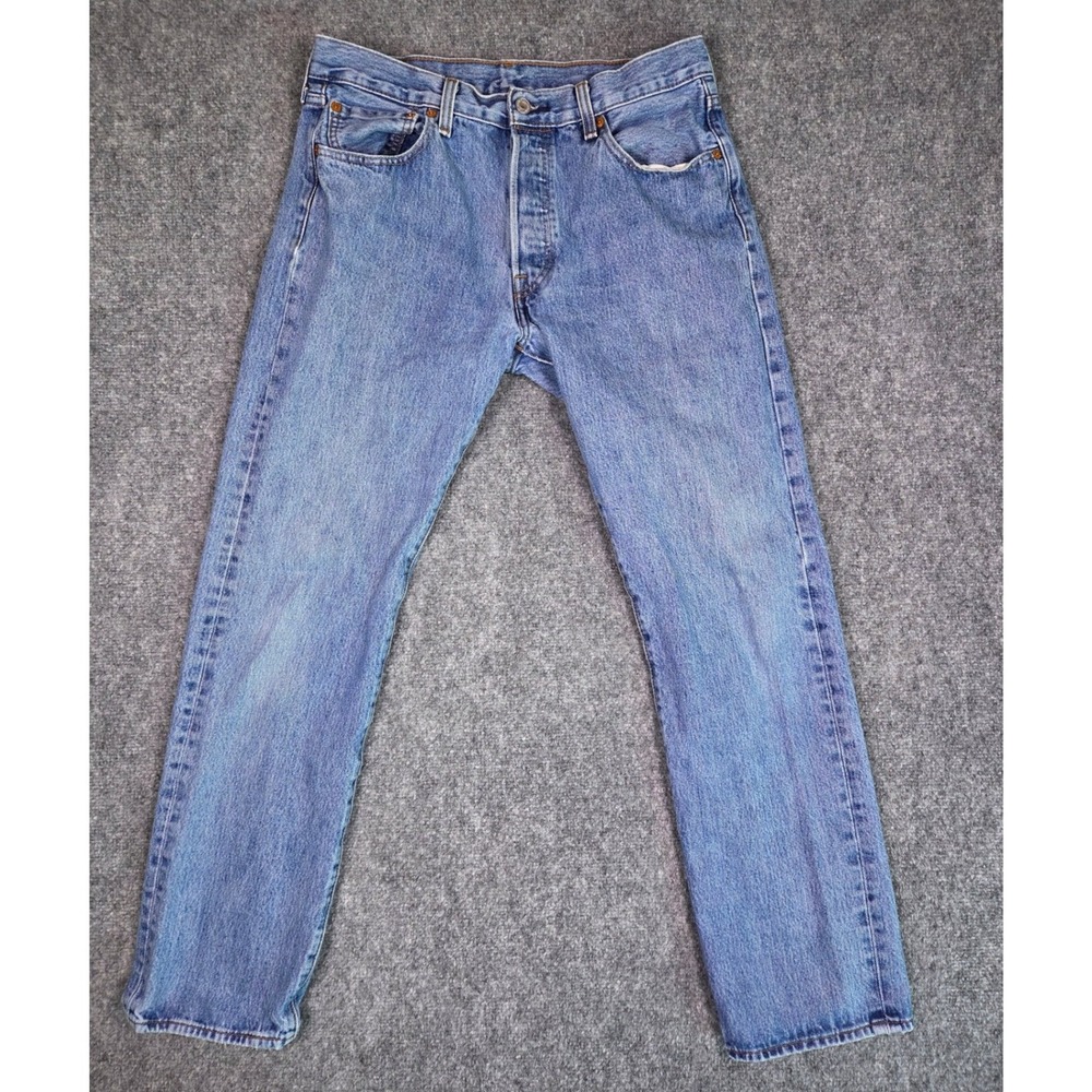 Levi's 501 Original Fit Jeans Mens 33x32 Blue Medium Wash Straight Leg Denim